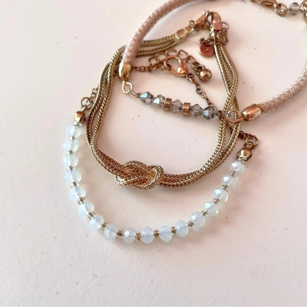 Lauren Conrad Gold Dainty Adjustable Bracelet Set of 3 - Picture 2 of 8